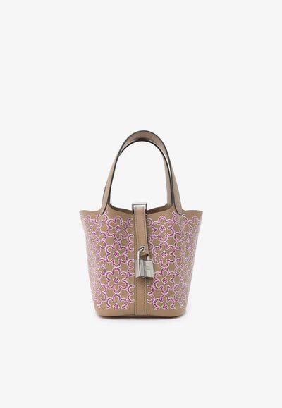 LuckyDaisyPicotin_400x_54275254-bad7-4fb9-ae53-6276d60f8f53.jpg Hermès Micro Lucky Daisy Picotin in Chai / Rose / White Swift with Palladium Hardware bag