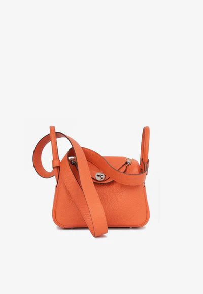 Mini_Lindi_Feu_400x_c7315c1b-6b05-462e-89bf-33f70da33d81.jpg Hermès Mini Lindy 20 in Feu Clemence Leather with Palladium Hardware bag