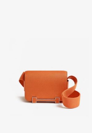 Hermès Geta Shoulder Bag in Orange Chèvre Mysore with Palladium Hardware bag