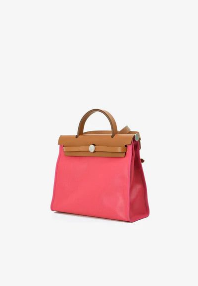 THB_9410_400x_d66c1476-1577-4591-84da-dff9cedae712.jpg Hermès Herbag 31 in Pink Toile Militaire and Gold Vache Hunter Leather bag