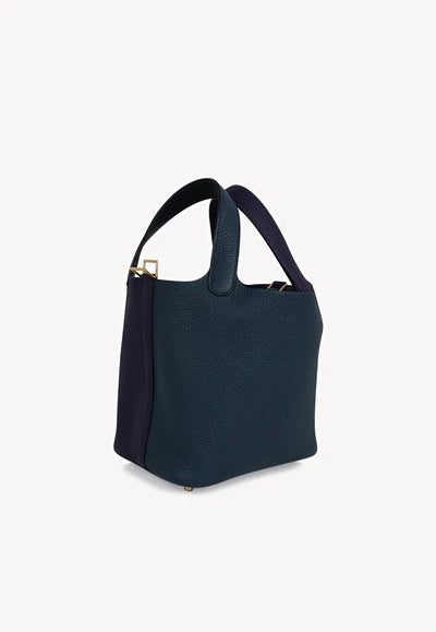 Hermès Picotin Lock 18 Tote in Vert Cypress, Blue Nuit and Black Clemence with Gold Hardware bag