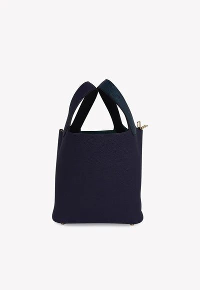 Hermès Picotin Lock 18 Tote in Vert Cypress, Blue Nuit and Black Clemence with Gold Hardware bag