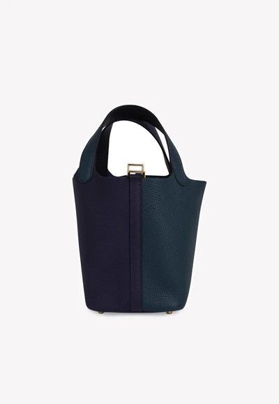 Hermès Picotin Lock 18 Tote in Vert Cypress, Blue Nuit and Black Clemence with Gold Hardware bag