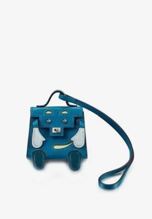 Hermès  Kelly Quelle Idole Bag Charm in Bleu Izmir, Jaune Bourgeon, Bleu Brume, and Vert Bosphore Tadelakt and Chèvre Mysore bag